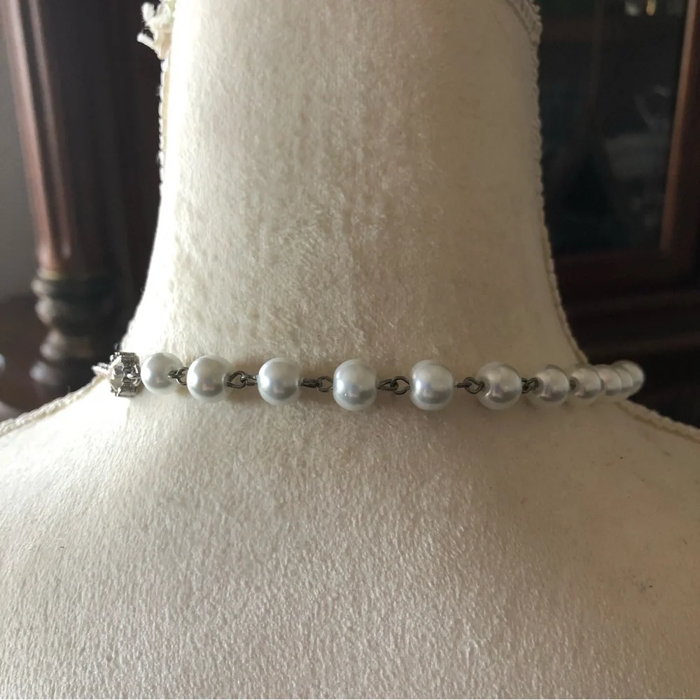 Juicy Couture silver chain pearl accent necklace
